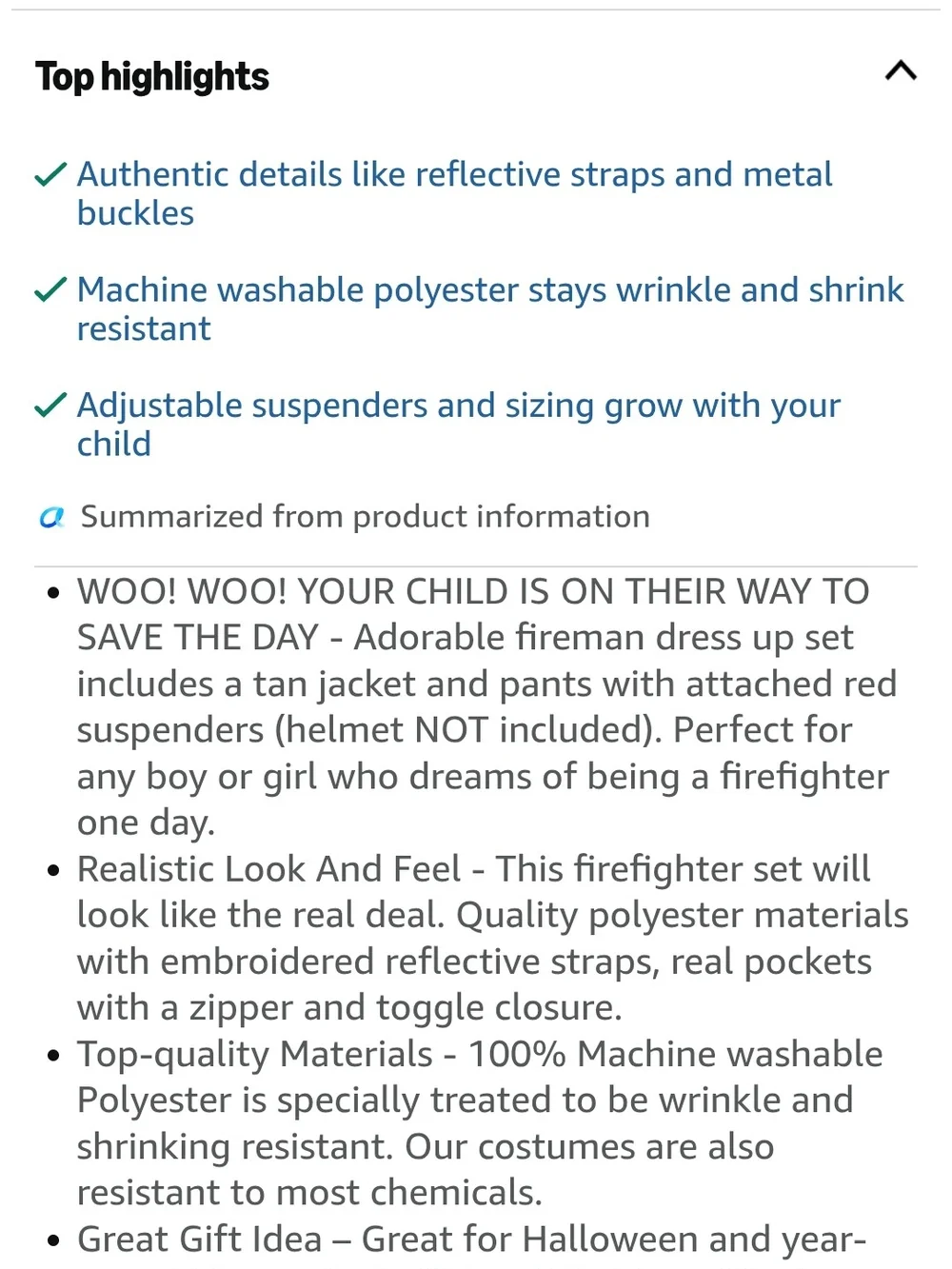 Kids Brown Firefighter Costume with Reflective Trim